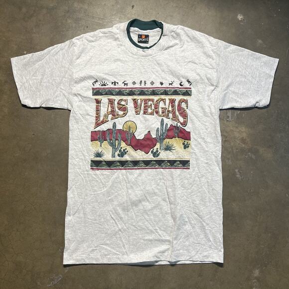 Vintage 90s Las Vegas Grey Destination T-Shirt - Picture 1 of 3